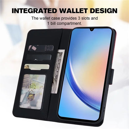 Cartoon Pet Series for Samsung Galaxy A34 5G Case Color Splicing Stand Wallet Phone Cover