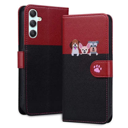 Cartoon Pet Series for Samsung Galaxy A34 5G Case Color Splicing Stand Wallet Phone Cover