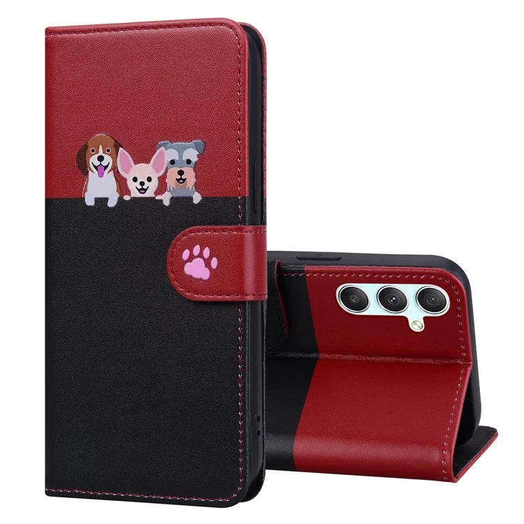 Cartoon Pet Series for Samsung Galaxy A34 5G Case Color Splicing Stand Wallet Phone Cover