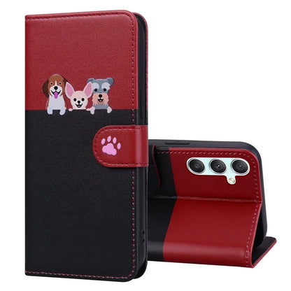 Cartoon Pet Series for Samsung Galaxy A34 5G Case Color Splicing Stand Wallet Phone Cover