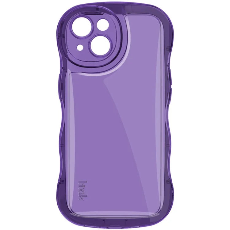 IMAK For iPhone 15 Case TPU Precise Cutouts Wavy Edges Mobile Phone Cover Purple