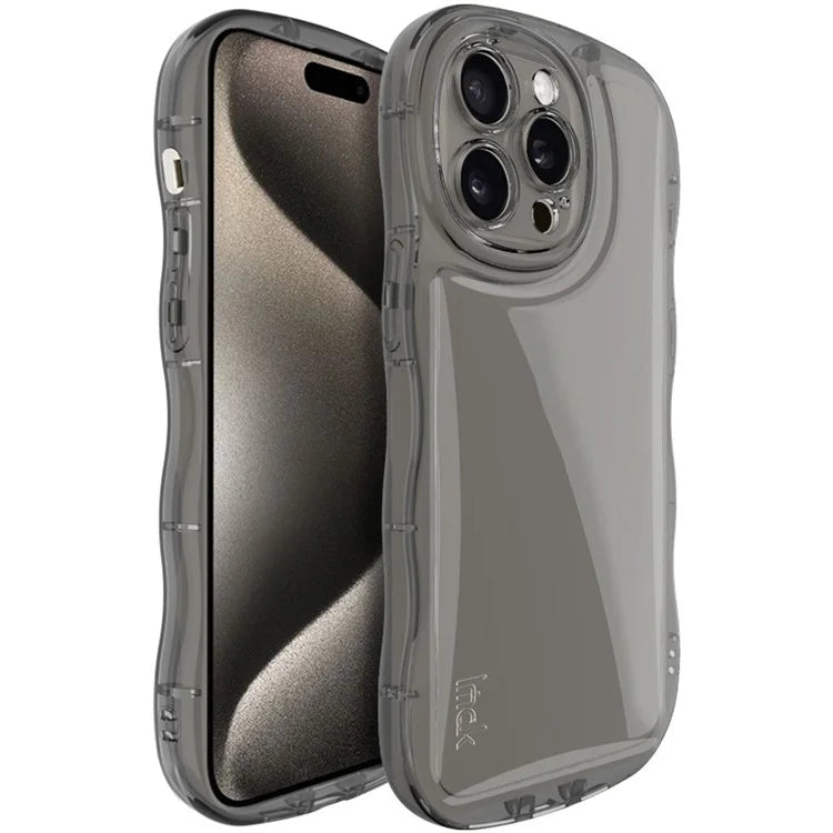 IMAK For iPhone 15 Pro Max Case Drop-proof TPU Curly Wave Frame Phone Protector