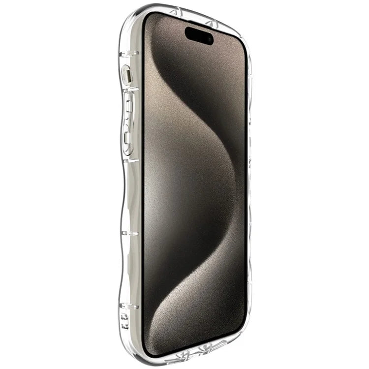 IMAK For iPhone 15 Pro Max Case Drop-proof TPU Curly Wave Frame Phone Protector