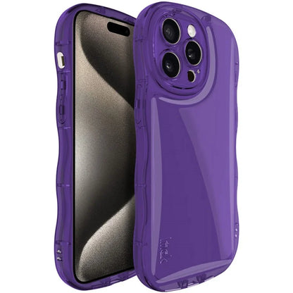 IMAK For iPhone 15 Pro Max Case Drop-proof TPU Curly Wave Frame Phone Protector Purple