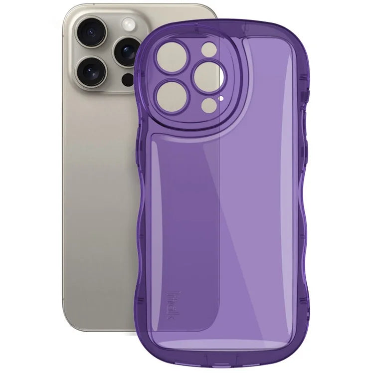 IMAK For iPhone 15 Pro Max Case Drop-proof TPU Curly Wave Frame Phone Protector Purple