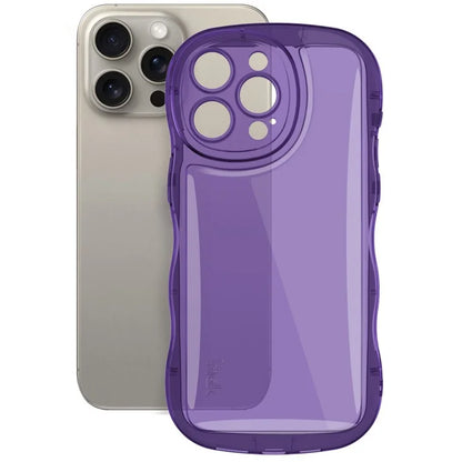IMAK For iPhone 15 Pro Max Case Drop-proof TPU Curly Wave Frame Phone Protector Purple