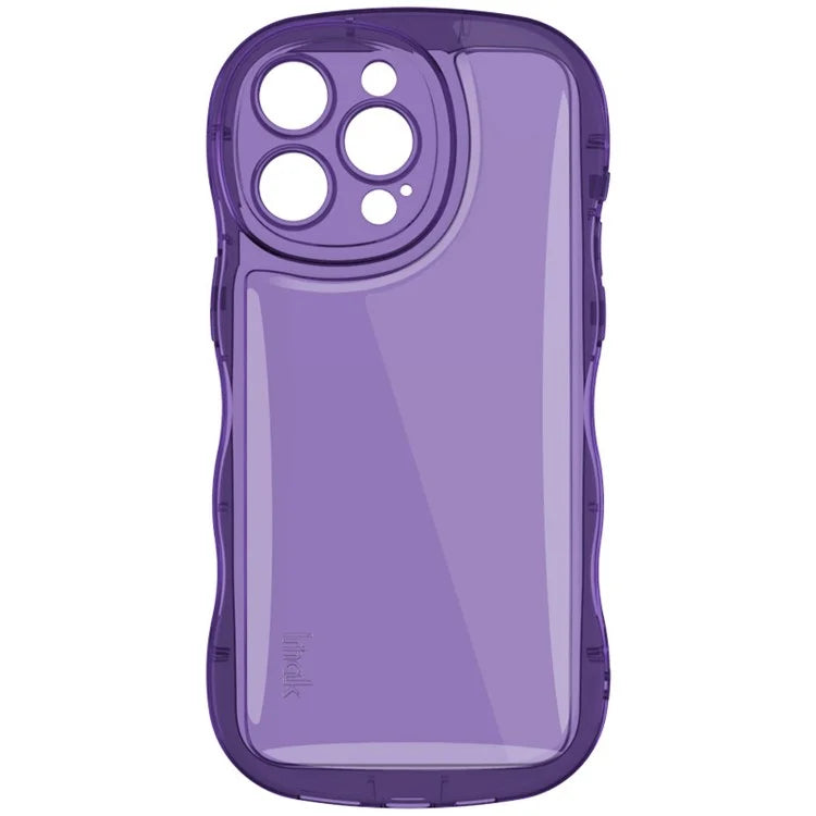 IMAK For iPhone 15 Pro Max Case Drop-proof TPU Curly Wave Frame Phone Protector Purple