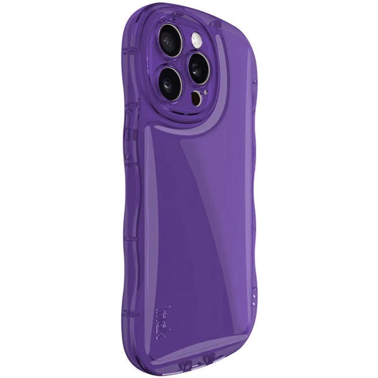 IMAK For iPhone 15 Pro Max Case Drop-proof TPU Curly Wave Frame Phone Protector Purple