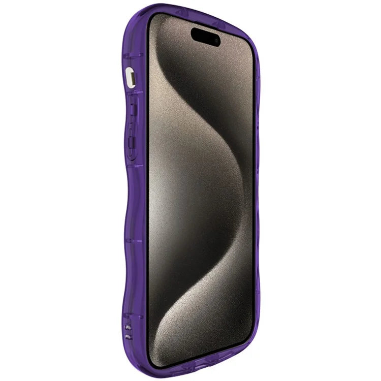 IMAK For iPhone 15 Pro Max Case Drop-proof TPU Curly Wave Frame Phone Protector Purple