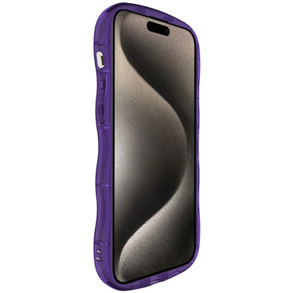 IMAK For iPhone 15 Pro Max Case Drop-proof TPU Curly Wave Frame Phone Protector Purple