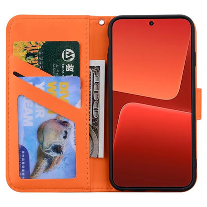 For Xiaomi 13 PU Leather Wallet Cartoon Animal Pattern Cell Phone Cases with Strap