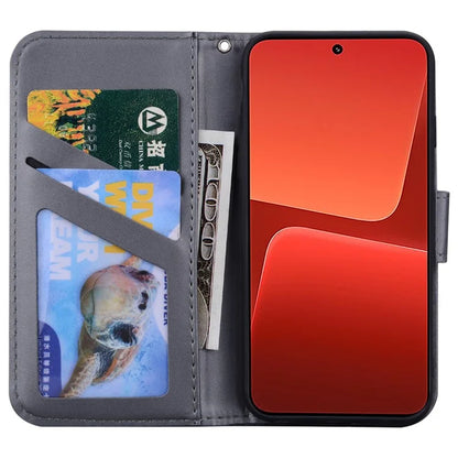 For Xiaomi 13 PU Leather Wallet Cartoon Animal Pattern Cell Phone Cases with Strap
