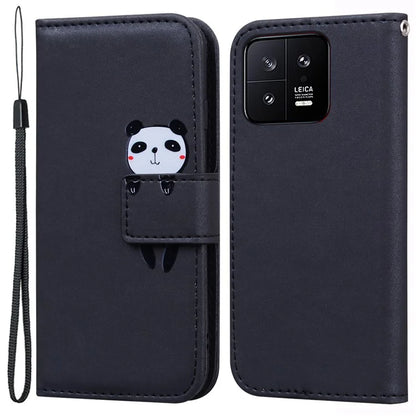 For Xiaomi 13 PU Leather Wallet Cartoon Animal Pattern Cell Phone Cases with Strap