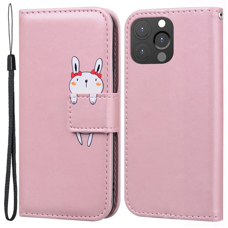 For iPhone 13 Pro Max 6.7 inch Cover Cartoon Animal Pattern PU Leather Cell Phone Cases