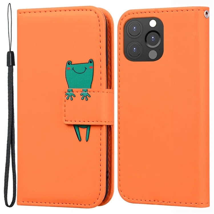 For iPhone 13 Pro Max 6.7 inch Cover Cartoon Animal Pattern PU Leather Cell Phone Cases