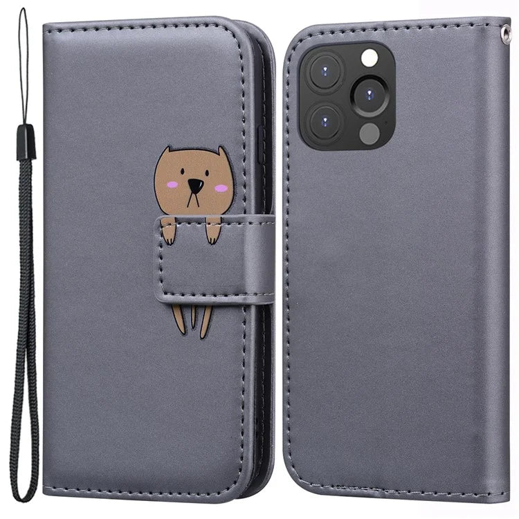 For iPhone 13 Pro Max 6.7 inch Cover Cartoon Animal Pattern PU Leather Cell Phone Cases