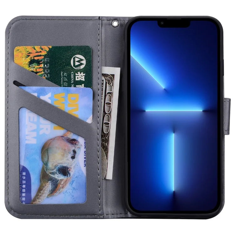 For iPhone 13 Pro Max 6.7 inch Cover Cartoon Animal Pattern PU Leather Cell Phone Cases