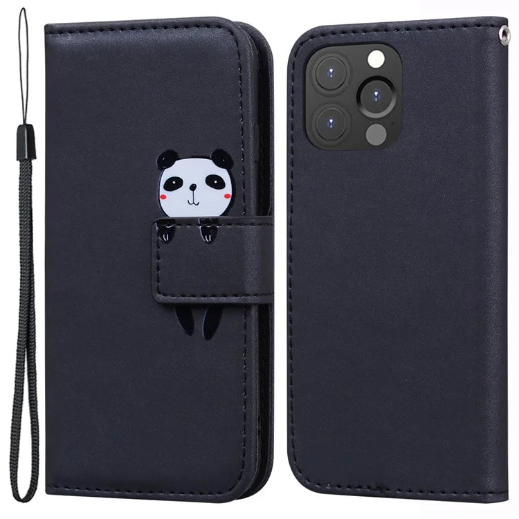 For iPhone 13 Pro Max 6.7 inch Cover Cartoon Animal Pattern PU Leather Cell Phone Cases