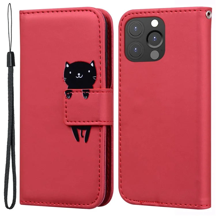 For iPhone 13 Pro Max 6.7 inch Cover Cartoon Animal Pattern PU Leather Cell Phone Cases
