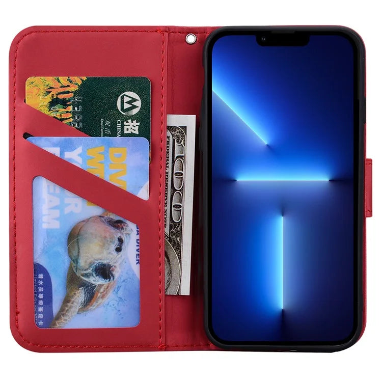 For iPhone 13 Pro Max 6.7 inch Cover Cartoon Animal Pattern PU Leather Cell Phone Cases