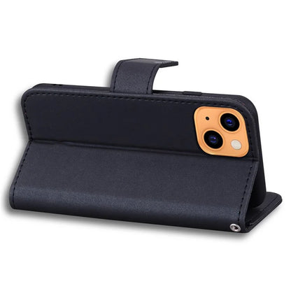 For iPhone 13 6.1 inch Cartoon Animal Pattern Cell Phone Cases with Strap PU Leather+TPU Cover