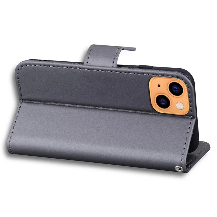 For iPhone 13 6.1 inch Cartoon Animal Pattern Cell Phone Cases with Strap PU Leather+TPU Cover
