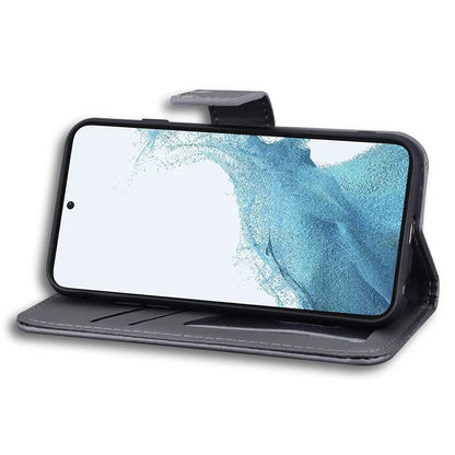 For Samsung Galaxy S23+ Cell Phone Case Cartoon Animal Flip PU Leather Shell with Strap