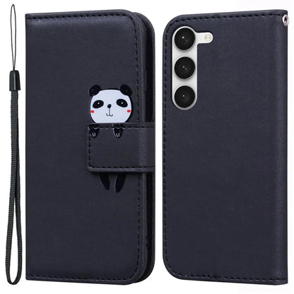 For Samsung Galaxy S23+ Cell Phone Case Cartoon Animal Flip PU Leather Shell with Strap