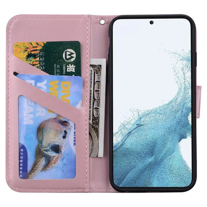 For Samsung Galaxy S23+ Cell Phone Case Cartoon Animal Flip PU Leather Shell with Strap
