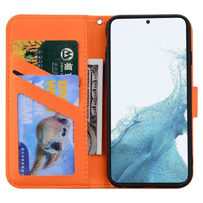 For Samsung Galaxy S23+ Cell Phone Case Cartoon Animal Flip PU Leather Shell with Strap