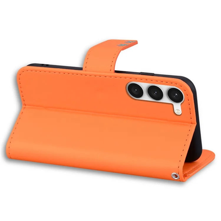 For Samsung Galaxy S23+ Cell Phone Case Cartoon Animal Flip PU Leather Shell with Strap