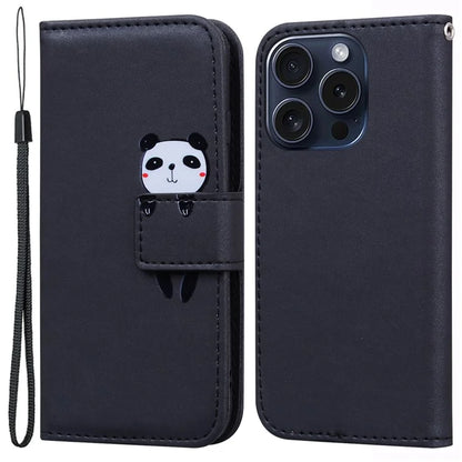 For iPhone 15 Pro Cell Phone Case Cute Animal Pattern PU Leather Cover with Wallet