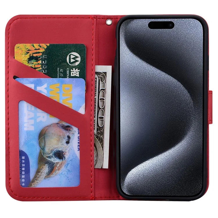 For iPhone 15 Pro Max Cover Cute Animal Pattern Leather Wallet Stand Cell Phone Case