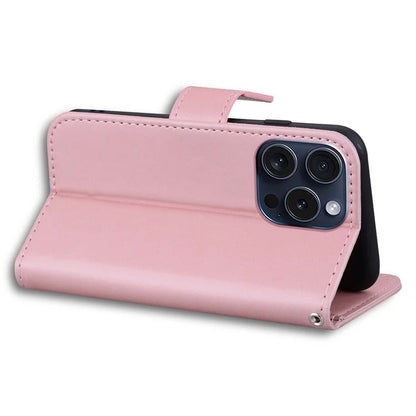 For iPhone 15 Pro Max Cover Cute Animal Pattern Leather Wallet Stand Cell Phone Case
