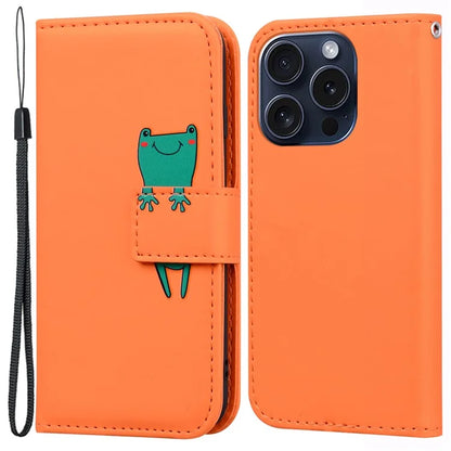 For iPhone 15 Pro Max Cover Cute Animal Pattern Leather Wallet Stand Cell Phone Case