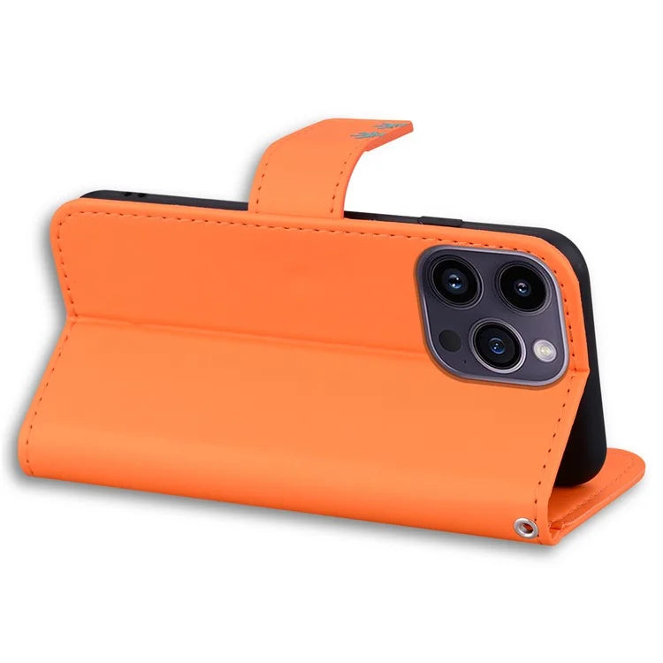 For iPhone 14 Pro Cell Phone Case PU Leather Shell with Cartoon Animal Pattern