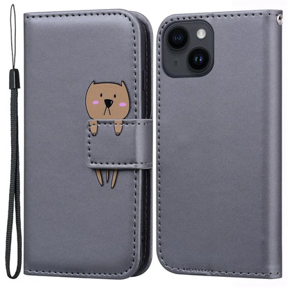 For iPhone 14 Cell Phone Case Animal Pattern Support Stand Leather Wallet Cover