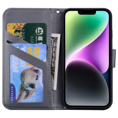 For iPhone 14 Cell Phone Case Animal Pattern Support Stand Leather Wallet Cover