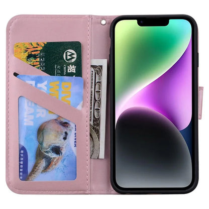 For iPhone 14 Cell Phone Case Animal Pattern Support Stand Leather Wallet Cover