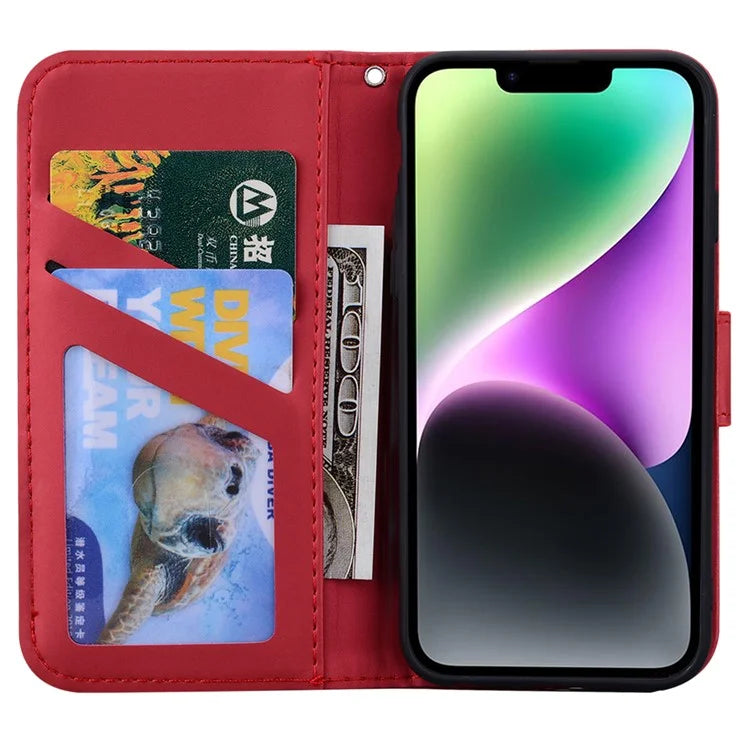 For iPhone 14 Cell Phone Case Animal Pattern Support Stand Leather Wallet Cover