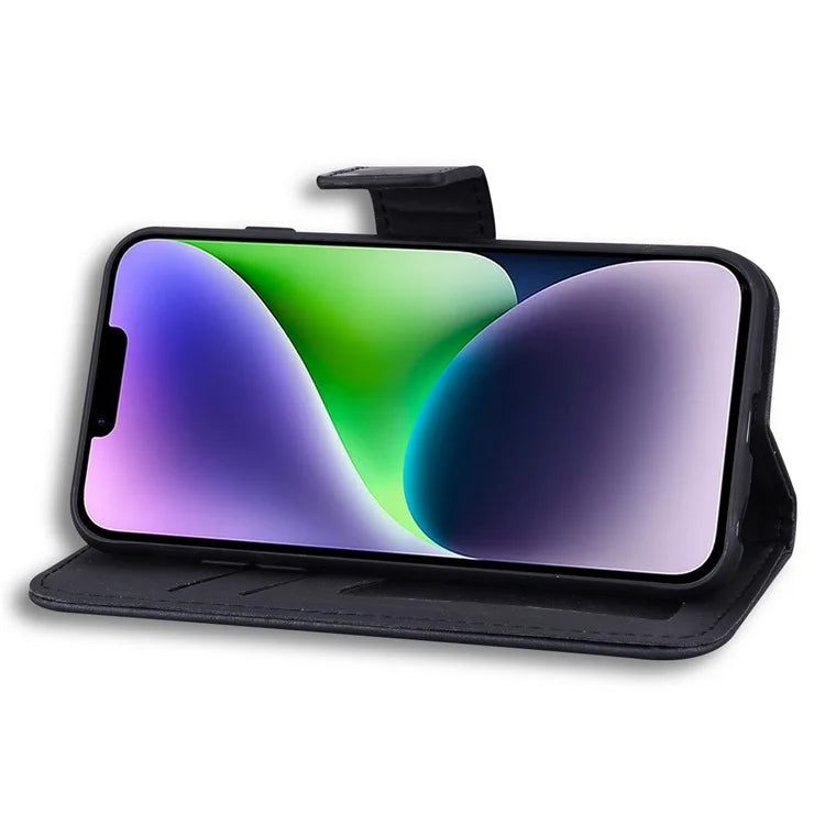 For iPhone 14 Plus Cell Phone Case Anti-drop PU Leather Wallet Stand Cover
