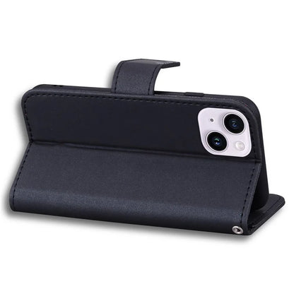 For iPhone 14 Plus Cell Phone Case Anti-drop PU Leather Wallet Stand Cover
