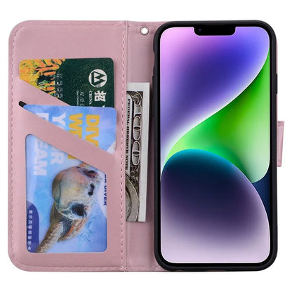 For iPhone 14 Plus Cell Phone Case Anti-drop PU Leather Wallet Stand Cover