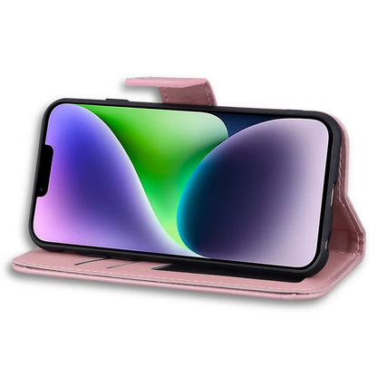 For iPhone 14 Plus Cell Phone Case Anti-drop PU Leather Wallet Stand Cover