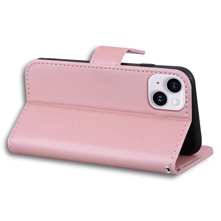 For iPhone 14 Plus Cell Phone Case Anti-drop PU Leather Wallet Stand Cover