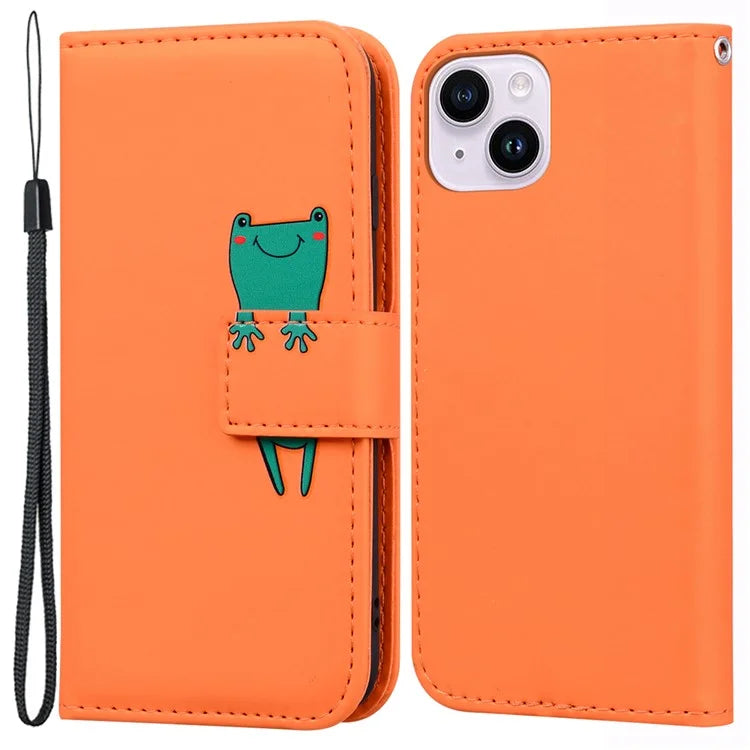 For iPhone 14 Plus Cell Phone Case Anti-drop PU Leather Wallet Stand Cover