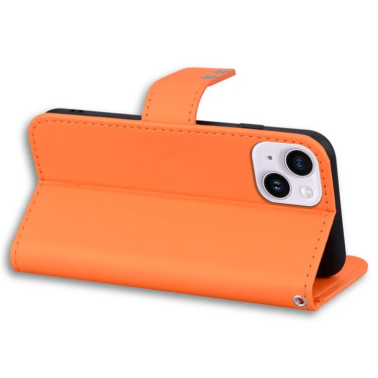 For iPhone 14 Plus Cell Phone Case Anti-drop PU Leather Wallet Stand Cover