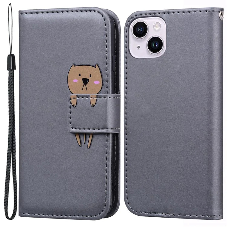 For iPhone 14 Plus Cell Phone Case Anti-drop PU Leather Wallet Stand Cover