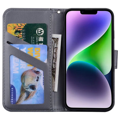 For iPhone 14 Plus Cell Phone Case Anti-drop PU Leather Wallet Stand Cover