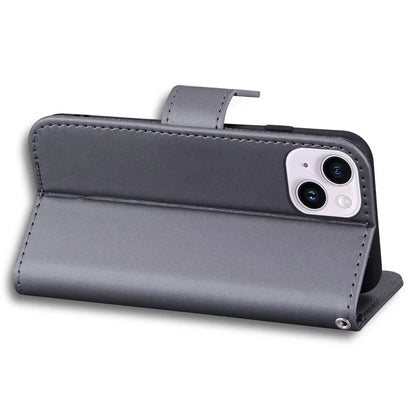 For iPhone 14 Plus Cell Phone Case Anti-drop PU Leather Wallet Stand Cover